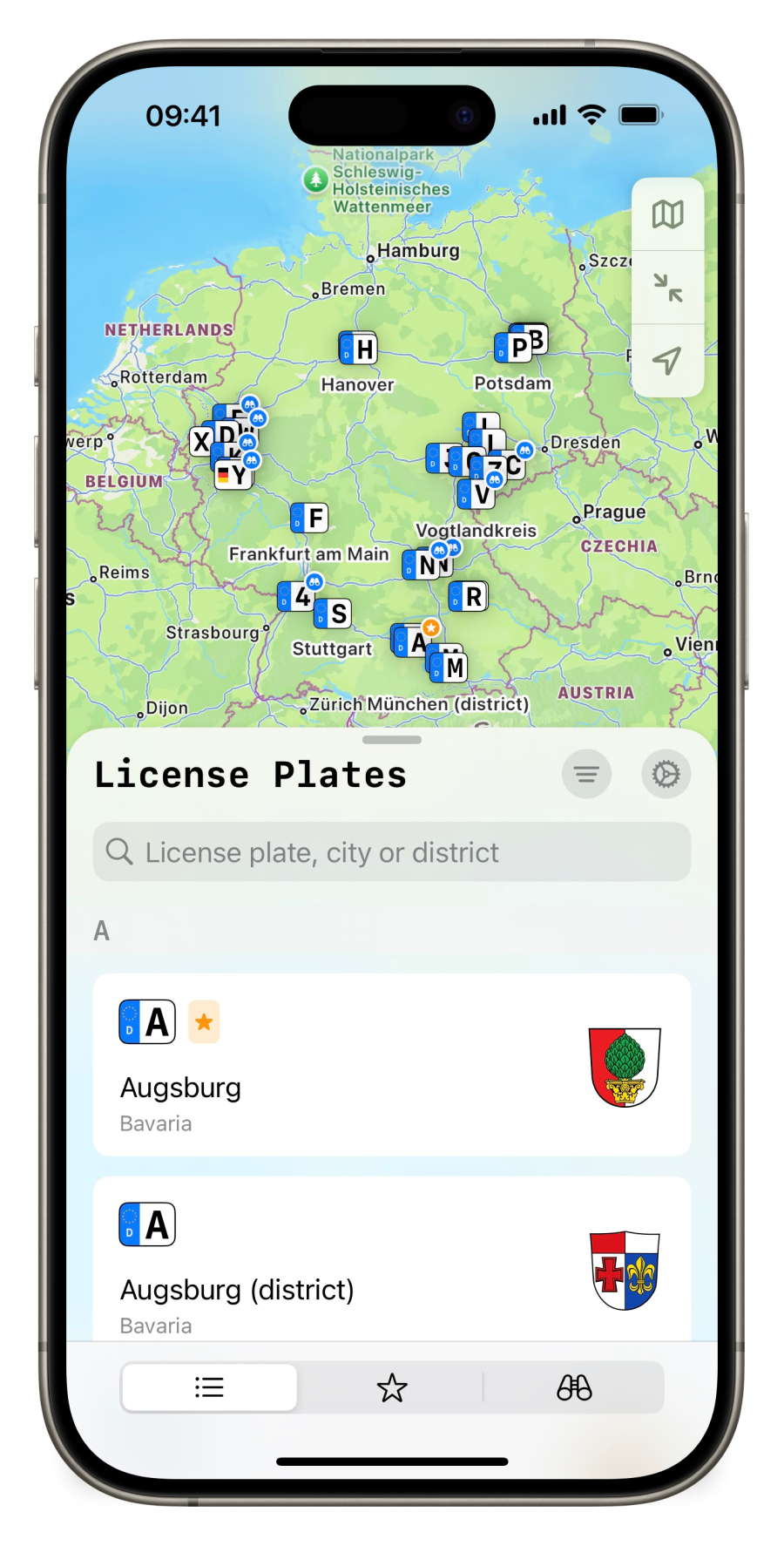 License Plates Wiki app on iPhone